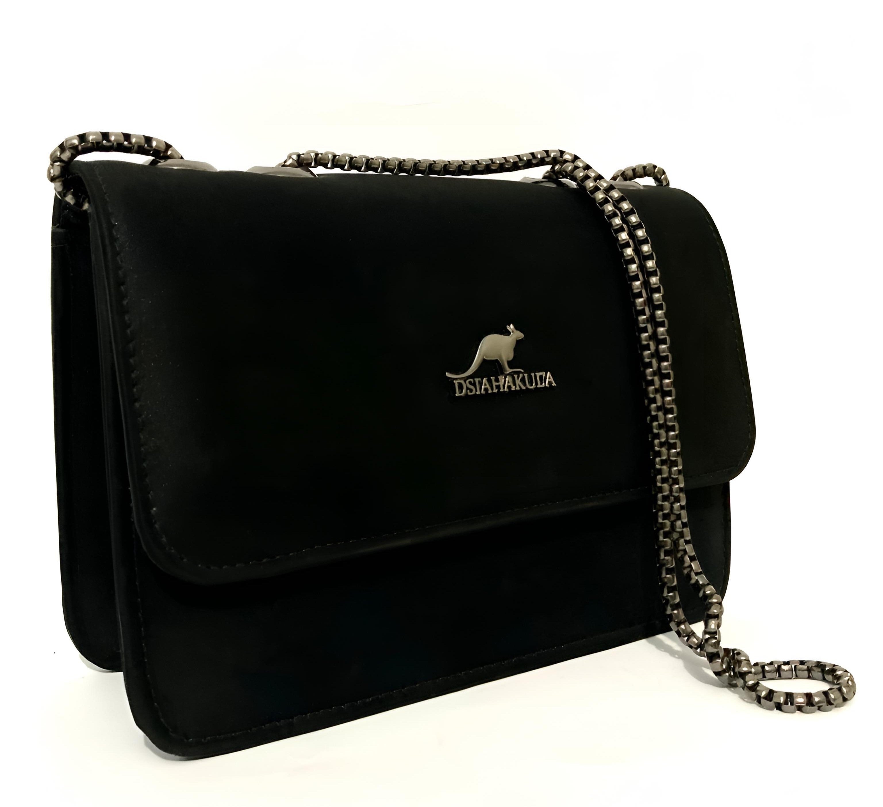 DSIAHAKULA black crossbody bag for ladies with silver strap.